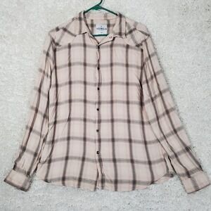YoungLA Mens Pearl Snap Plaid Shirt Long Sleeve Size L Western‎ Ranch Casual